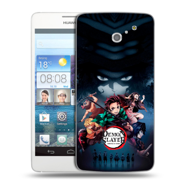 Пластиковый чехол на Huawei Ascend D2 с принтом Demon Slayer Клинок рассекающий демонов Пластиковый чехол на Huawei Ascend D2 с принтом Demon Slayer Клинок рассекающий демонов