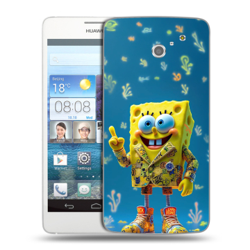 Пластиковый чехол на Huawei Ascend D2 с принтом Спанч боб Спанчбоб Пластиковый чехол на Huawei Ascend D2 с принтом Спанч боб Спанчбоб