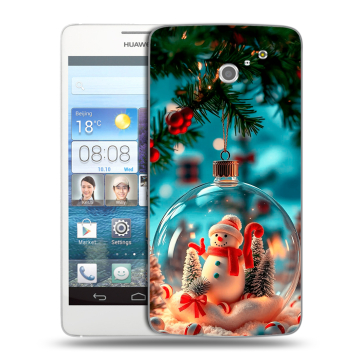 Пластиковый чехол на Huawei Ascend D2 с принтом Новый год