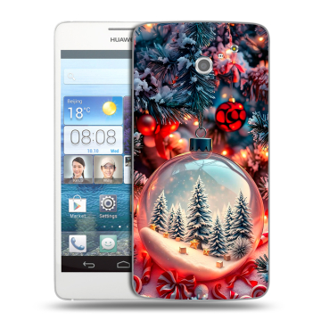 Пластиковый чехол на Huawei Ascend D2 с принтом Новый год