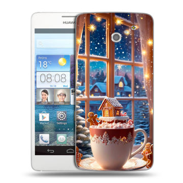 Пластиковый чехол на Huawei Ascend D2 с принтом Новый год