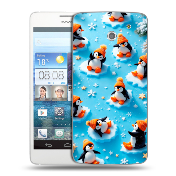 Пластиковый чехол на Huawei Ascend D2 с принтом Новый год