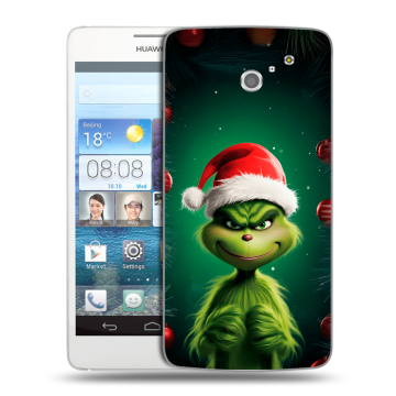 Пластиковый чехол на Huawei Ascend D2 с принтом Гринч Новый год Рождество