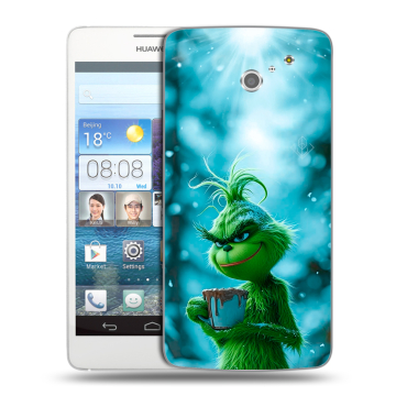 Пластиковый чехол на Huawei Ascend D2 с принтом Новый год гринч