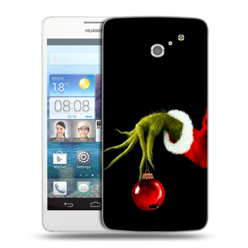 Пластиковый чехол на Huawei Ascend D2 с принтом Новый год Гринч