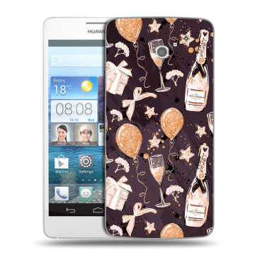 Пластиковый чехол на Huawei Ascend D2 с принтом Новый год