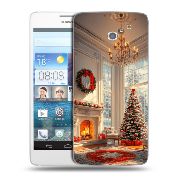 Пластиковый чехол на Huawei Ascend D2 с принтом Новый год