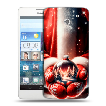 Пластиковый чехол на Huawei Ascend D2 с принтом Новый год