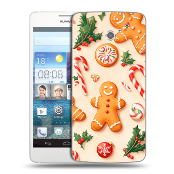Пластиковый чехол на Huawei Ascend D2 с принтом Новый год