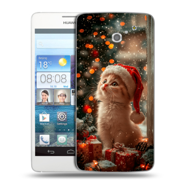 Пластиковый чехол на Huawei Ascend D2 с принтом Новый год