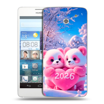 Пластиковый чехол на Huawei Ascend D2 с принтом Новый год