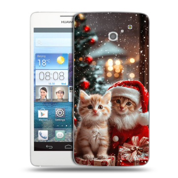 Пластиковый чехол на Huawei Ascend D2 с принтом Новый год
