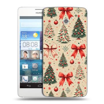 Пластиковый чехол на Huawei Ascend D2 с принтом Новый год