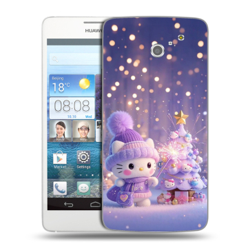 Пластиковый чехол на Huawei Ascend D2 с принтом Новый год