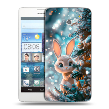 Пластиковый чехол на Huawei Ascend D2 с принтом Новый год