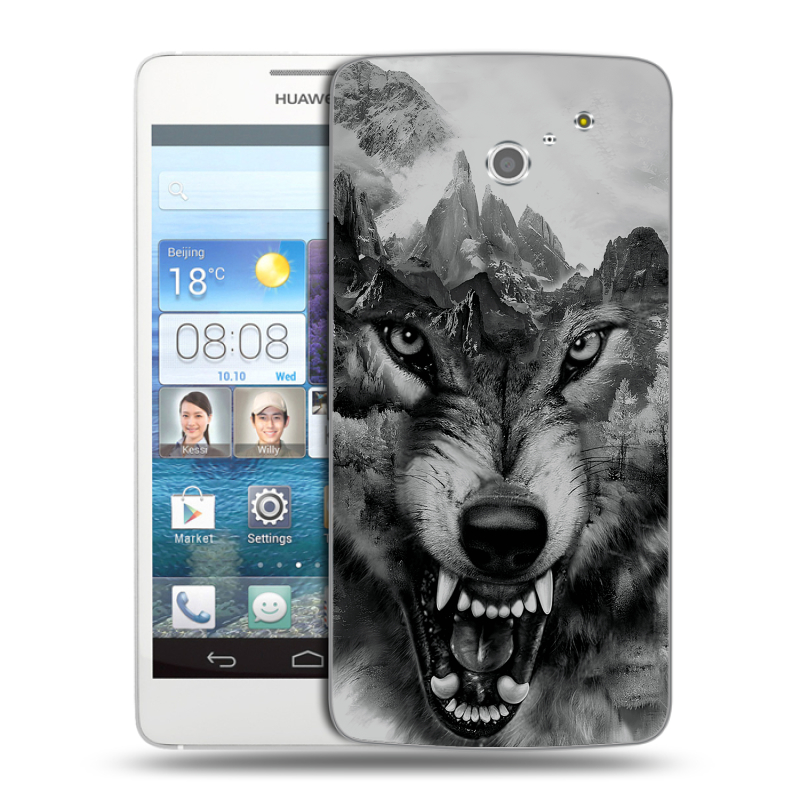 Пластиковый чехол на Huawei Ascend D2 с принтом Волк Пластиковый чехол на Huawei Ascend D2 с принтом Волк