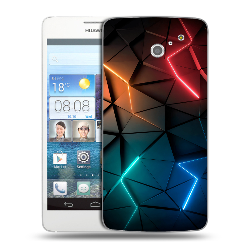 Пластиковый чехол на Huawei Ascend D2 с принтом Абстракция неон Пластиковый чехол на Huawei Ascend D2 с принтом Абстракция неон