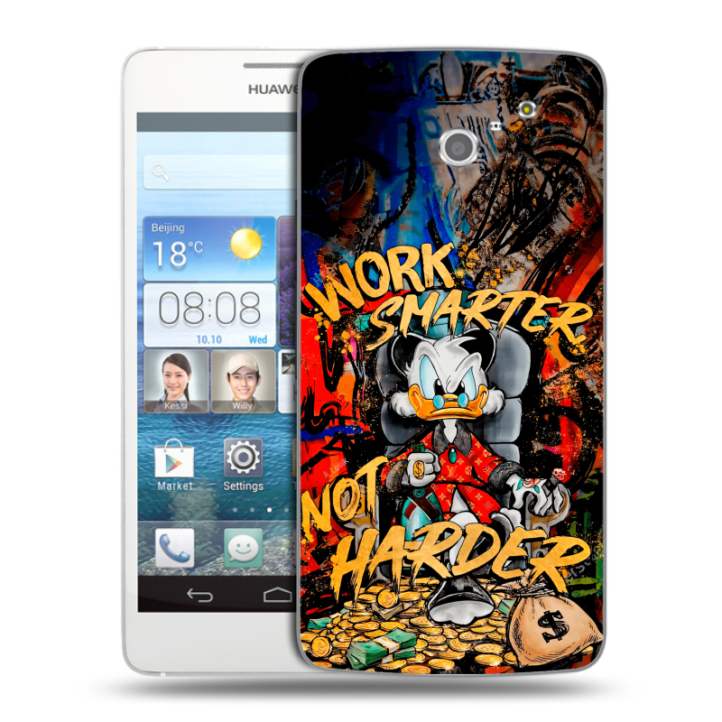 Пластиковый чехол на Huawei Ascend D2 с принтом Дональд Дак Деньги Пластиковый чехол на Huawei Ascend D2 с принтом Дональд Дак Деньги