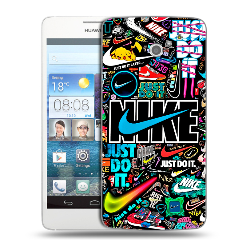 Пластиковый чехол на Huawei Ascend D2 с принтом найк nike черный Пластиковый чехол на Huawei Ascend D2 с принтом найк nike черный