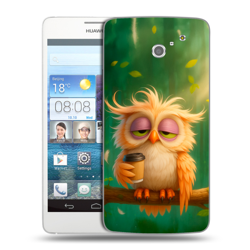 Пластиковый чехол на Huawei Ascend D2 с принтом сова Пластиковый чехол на Huawei Ascend D2 с принтом сова