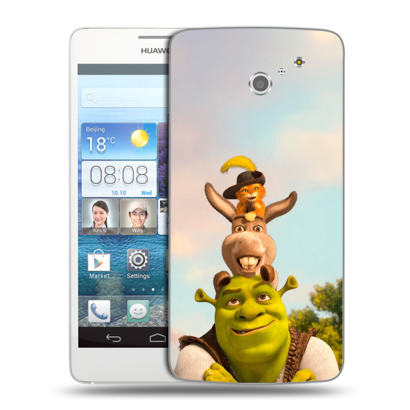 Пластиковый чехол на Huawei Ascend D2 с принтом Шрек Shrek Пластиковый чехол на Huawei Ascend D2 с принтом Шрек Shrek