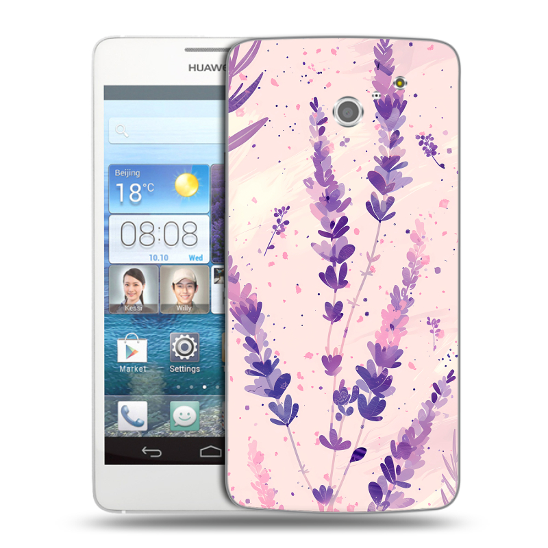Пластиковый чехол на Huawei Ascend D2 с принтом цветы лаванда Пластиковый чехол на Huawei Ascend D2 с принтом цветы лаванда
