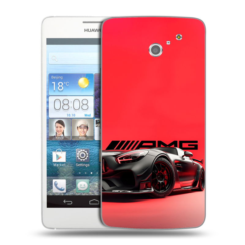 Пластиковый чехол на Huawei Ascend D2 с принтом Мерседес Mercedes AMG Пластиковый чехол на Huawei Ascend D2 с принтом Мерседес Mercedes AMG