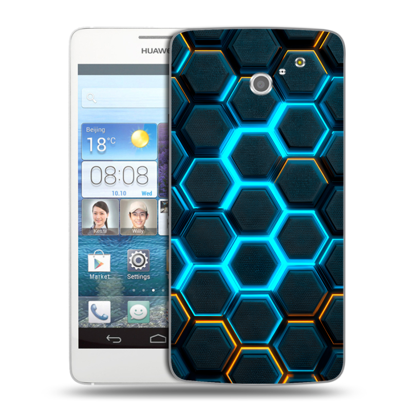 Пластиковый чехол на Huawei Ascend D2 с принтом Неоновые соты Пластиковый чехол на Huawei Ascend D2 с принтом Неоновые соты