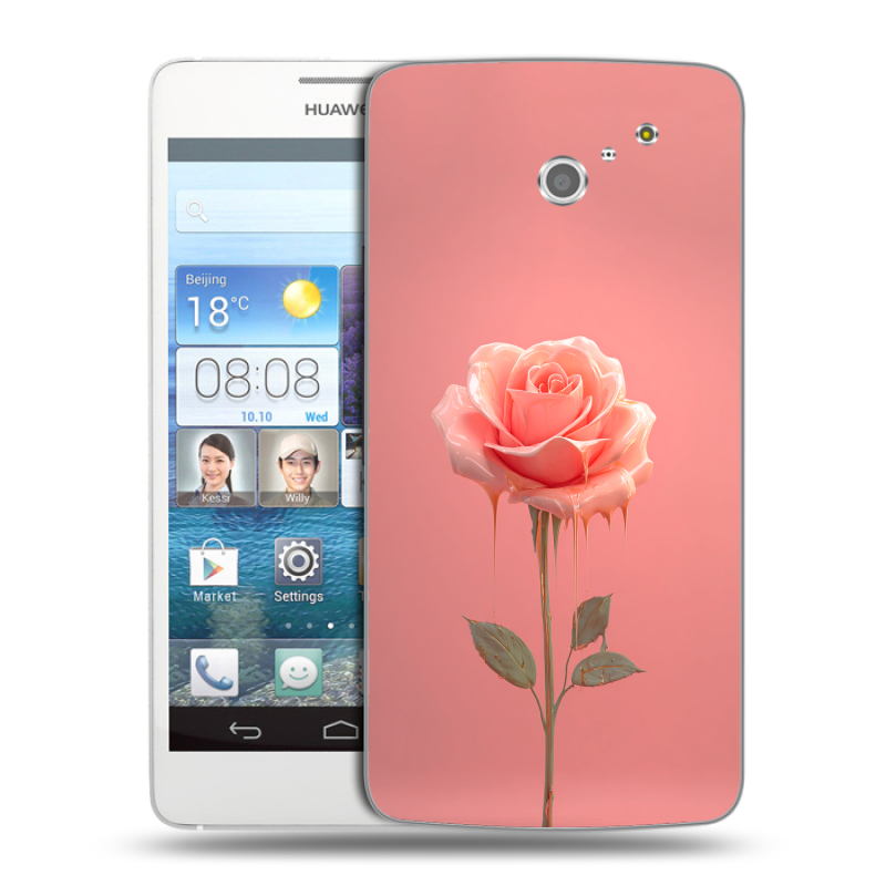 Пластиковый чехол на Huawei Ascend D2 с принтом Розовая роза Пластиковый чехол на Huawei Ascend D2 с принтом Розовая роза
