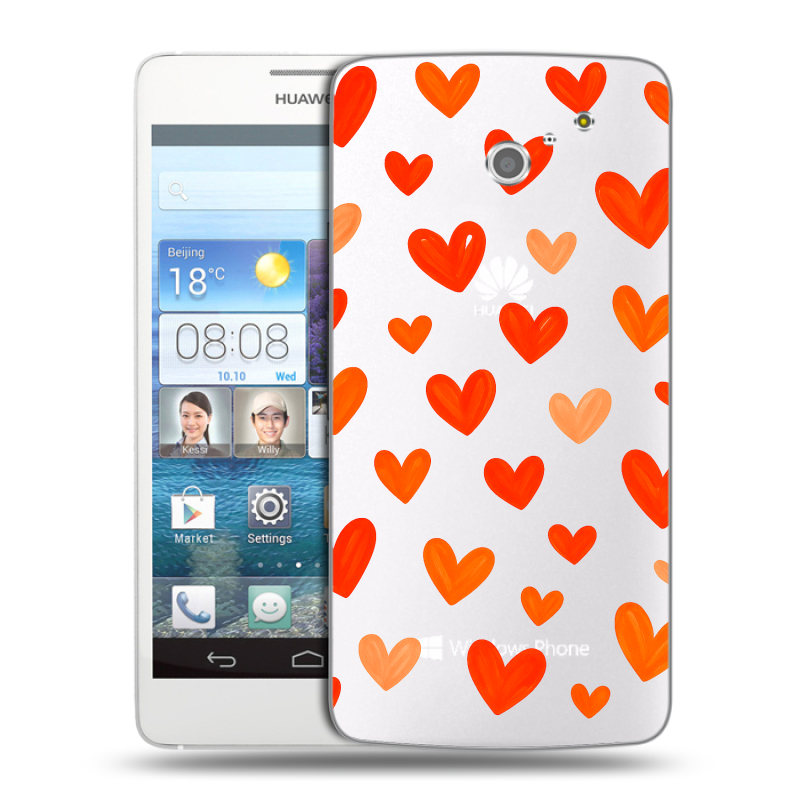 Пластиковый чехол на Huawei Ascend D2 с принтом Сердечки Пластиковый чехол на Huawei Ascend D2 с принтом Сердечки