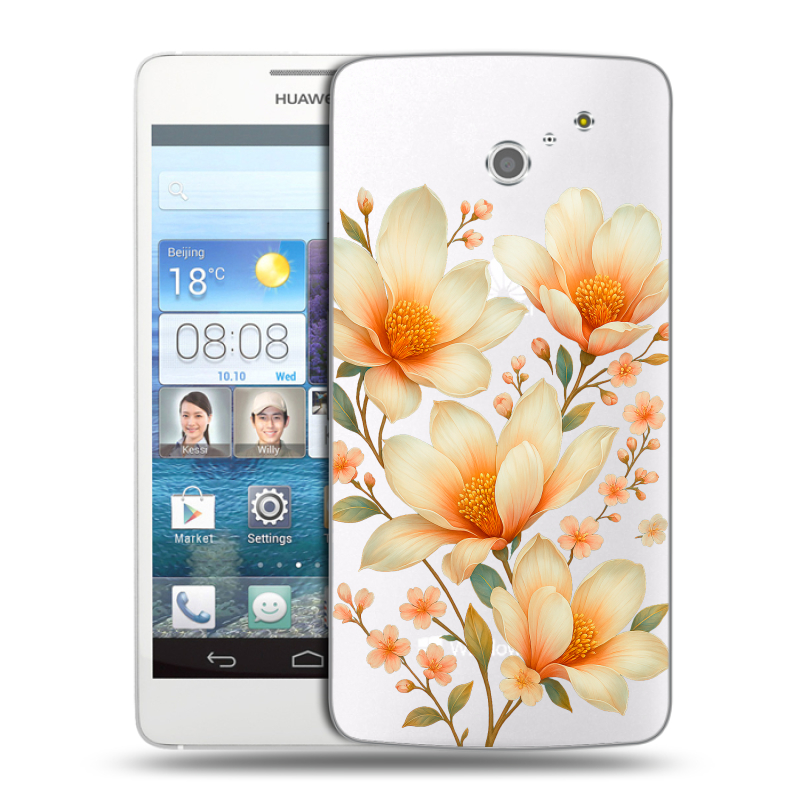 Пластиковый чехол на Huawei Ascend D2 с принтом Цветы Пластиковый чехол на Huawei Ascend D2 с принтом Цветы
