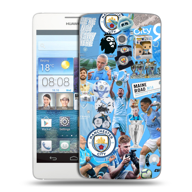 Пластиковый чехол на Huawei Ascend D2 с принтом Man City Манчестер Сити Пластиковый чехол на Huawei Ascend D2 с принтом Man City Манчестер Сити