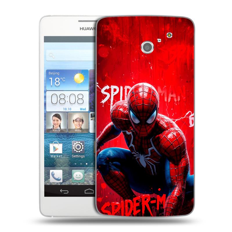 Пластиковый чехол на Huawei Ascend D2 с принтом Spiderman Человек паук Пластиковый чехол на Huawei Ascend D2 с принтом Spiderman Человек паук