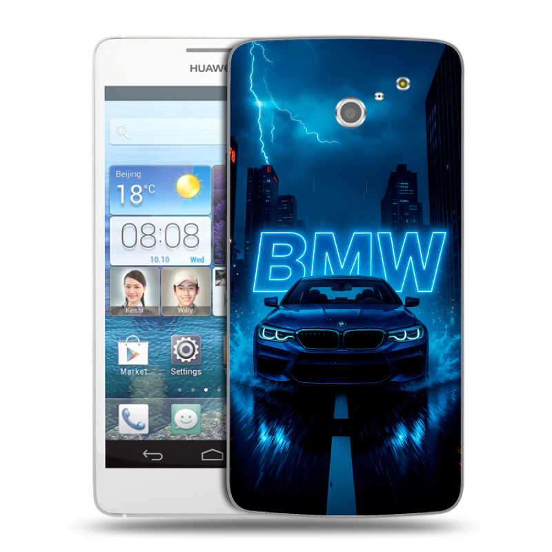 Пластиковый чехол на Huawei Ascend D2 с принтом BMW БМВ Пластиковый чехол на Huawei Ascend D2 с принтом BMW БМВ