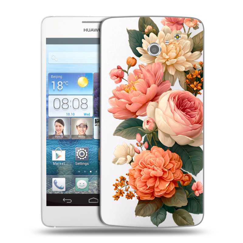 Пластиковый чехол на Huawei Ascend D2 с принтом цветы Пластиковый чехол на Huawei Ascend D2 с принтом цветы
