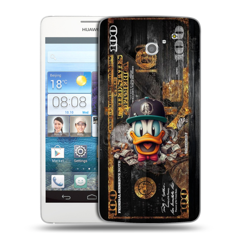 Пластиковый чехол на Huawei Ascend D2 с принтом Дональд Дак Доллар Пластиковый чехол на Huawei Ascend D2 с принтом Дональд Дак Доллар