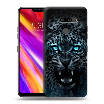 Пластиковый чехол на LG G8 ThinQ с принтом Темный леопард Пластиковый чехол на LG G8 ThinQ с принтом Темный леопард