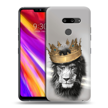 Пластиковый чехол на LG G8 ThinQ с принтом Лев с короной Пластиковый чехол на LG G8 ThinQ с принтом Лев с короной