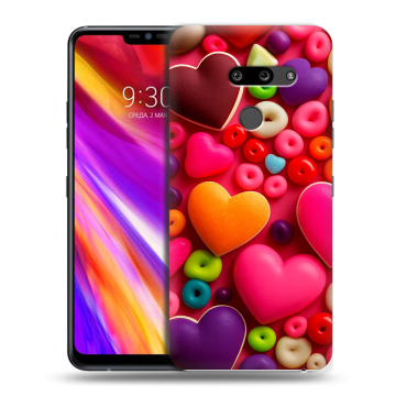 Пластиковый чехол на LG G8 ThinQ с принтом Сердечки Пластиковый чехол на LG G8 ThinQ с принтом Сердечки
