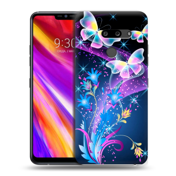 Пластиковый чехол на LG G8 ThinQ с принтом Бабочки Пластиковый чехол на LG G8 ThinQ с принтом Бабочки