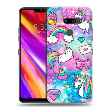 Пластиковый чехол на LG G8 ThinQ с принтом Единороги Пластиковый чехол на LG G8 ThinQ с принтом Единороги