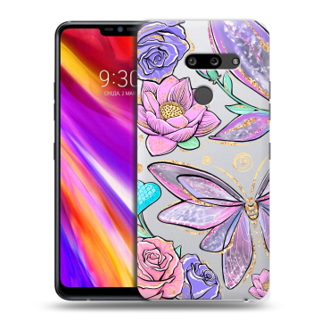Пластиковый чехол на LG G8 ThinQ с принтом Бабочки и цветы Пластиковый чехол на LG G8 ThinQ с принтом Бабочки и цветы