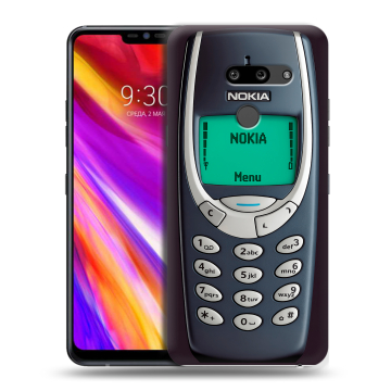 Пластиковый чехол на LG G8 ThinQ с принтом Старый телефон Пластиковый чехол на LG G8 ThinQ с принтом Старый телефон