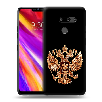 Пластиковый чехол на LG G8 ThinQ с принтом Герб России золотой Пластиковый чехол на LG G8 ThinQ с принтом Герб России золотой