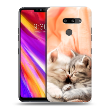 Пластиковый чехол на LG G8 ThinQ с принтом Котята