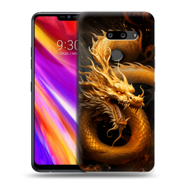 Пластиковый чехол на LG G8 ThinQ с принтом Золотой дракон Пластиковый чехол на LG G8 ThinQ с принтом Золотой дракон