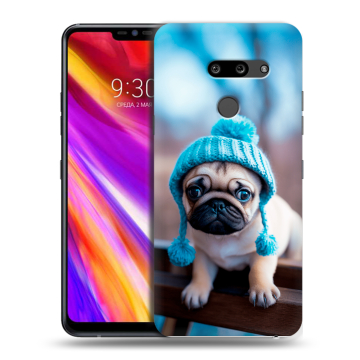 Пластиковый чехол на LG G8 ThinQ с принтом Мопс в шапке Пластиковый чехол на LG G8 ThinQ с принтом Мопс в шапке