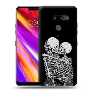 Пластиковый чехол на LG G8 ThinQ с принтом Поцелуй скелетов Пластиковый чехол на LG G8 ThinQ с принтом Поцелуй скелетов