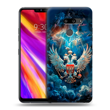 Пластиковый чехол на LG G8 ThinQ с принтом Герб флаг России Пластиковый чехол на LG G8 ThinQ с принтом Герб флаг России