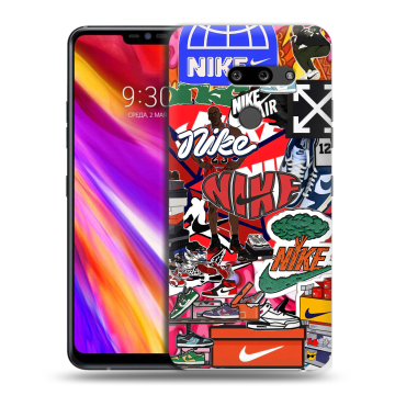Пластиковый чехол на LG G8 ThinQ с принтом Найк Nike яркий Пластиковый чехол на LG G8 ThinQ с принтом Найк Nike яркий